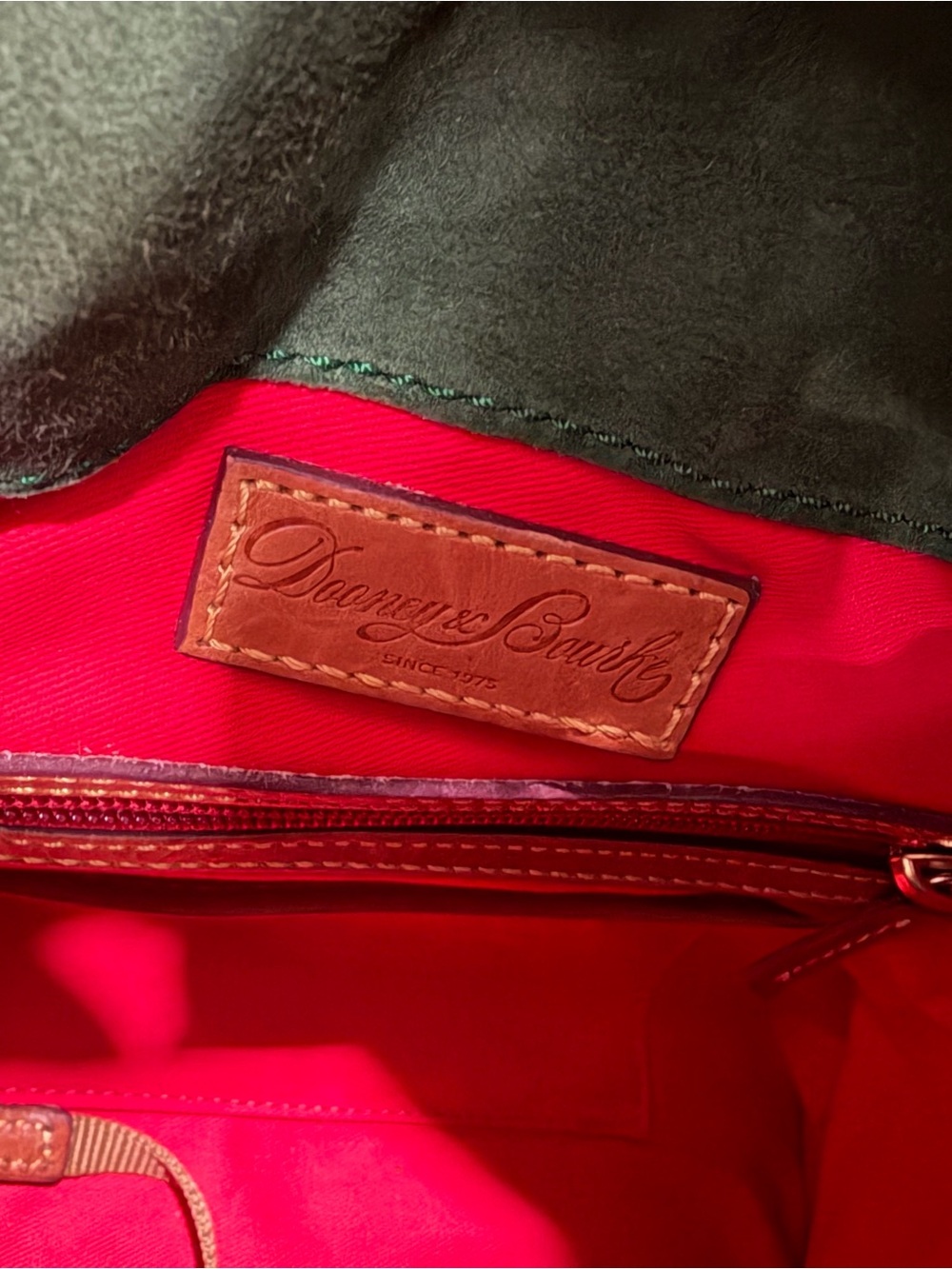 Dooney & Bourke Chestnut Brown Leather Satchel with Crossbody Strap - Picture 14 of 16